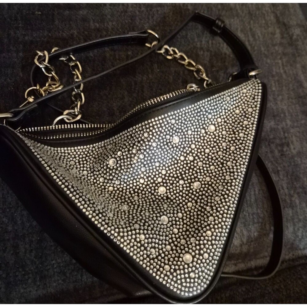 Wild Fable Triangle Rhinestone Black Crossbody Handbag
